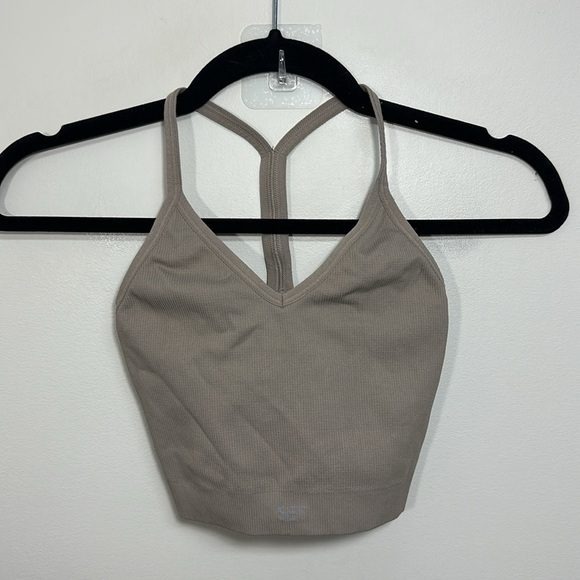 Set Active Sculptflex Ribbed V Bra Sand XS - Picture 2 of 5